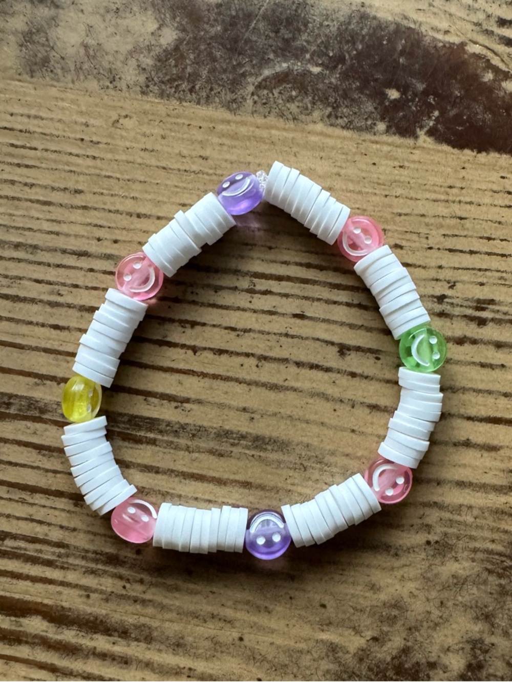 Smiley face clay bead bracelet
